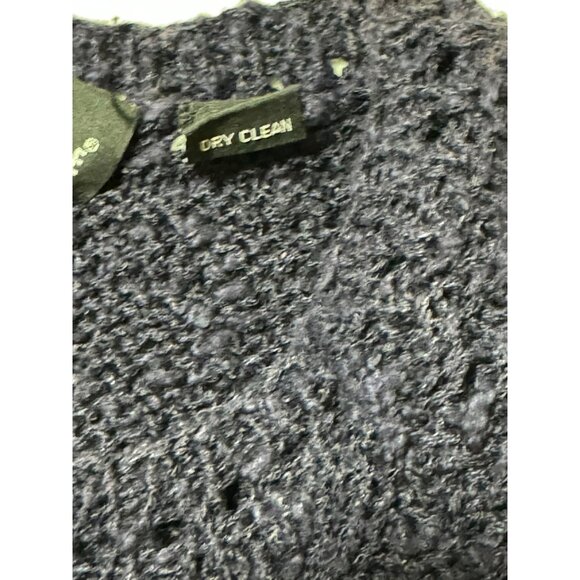 NWT Carole Little Hand Knit Navy Blue Sweater M Medium Cotton/Ramie/Rayon Blend - Picture 10 of 10